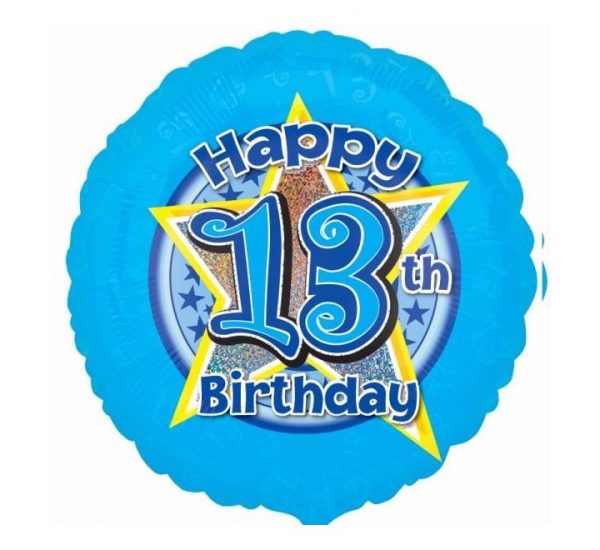 Star Happy 13th Birthday Blue Balloon Party Supplies Decorations Ideas Novelty Gift