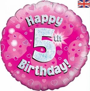 Happy 5th Birthday Pink Glitz Balloon Party Supplies Decorations Ideas Novelty Gift