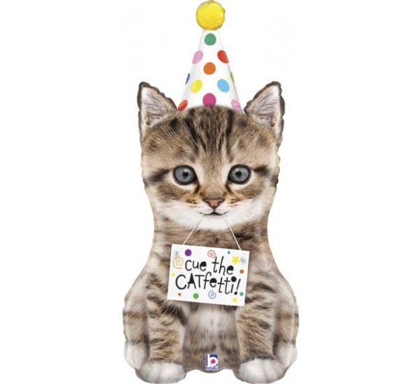 Cue The Confetti Kitten 41in Shape Balloon Party Supplies Decoration Ideas Novelty Gift 25122