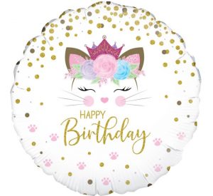 Floral Cat Crown Birthday Standard Balloon Party Supplies Decorations Ideas Novelty Gift
