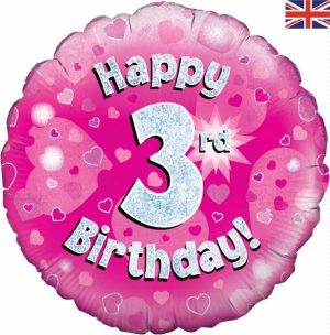 Happy 3rd Birthday Pink Glitz Balloon Party Supplies Decorations Ideas Novelty Gift