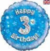 Happy 3rd Birthday Blue Glitz Balloon Party Supplies Decorations Ideas Novelty Gift