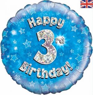 Happy 3rd Birthday Blue Glitz Balloon Party Supplies Decorations Ideas Novelty Gift