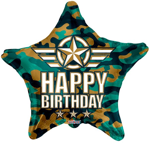 Happy Birthday Army Camo Standard Balloon Party Supplies Decorations Ideas Novelty Gift