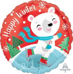 Polar Bear Skating Happy Winter Balloon Party Supplies Decorations Ideas Novelty Gift