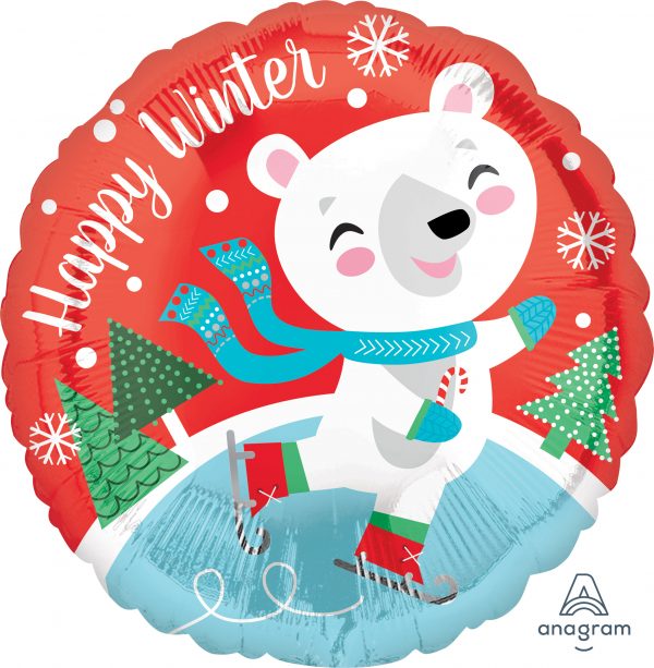 Polar Bear Skating Happy Winter Balloon Party Supplies Decorations Ideas Novelty Gift