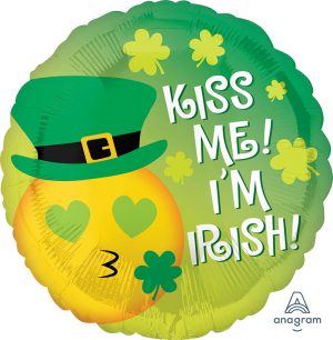 Kiss Me I'm Irish Emoji Standard Balloon Party Supplies Decorations Ideas Novelty Gift