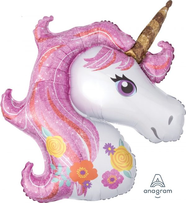 Pink Flower Unicorn Head Shape Balloon Party Supplies Decorations Ideas Novelty Gift