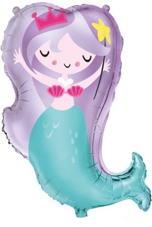 Lilac Hair Mermaid Jumbo Shape Balloon Party Supplies Decorations Ideas Novelty Gift