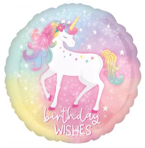 Birthday Wishes Enchanted Unicorn 18in Balloon Party Supplies Decorations Ideas Novelty Gift 42894