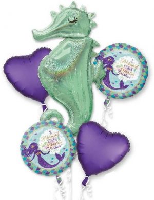 Mermaid Wishes Seahorse Balloon Bouquet Party Supplies Decorations Ideas Novelty Gift