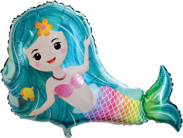 Turquoise Hair Mermaid Jumbo Shape Balloon Party Supplies Decorations Ideas Novelty Gift