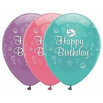 RB320 6pcs Happy Birthday Mermaid Latex Balloons Party Supplies Decorations Ideas Novelty Gift