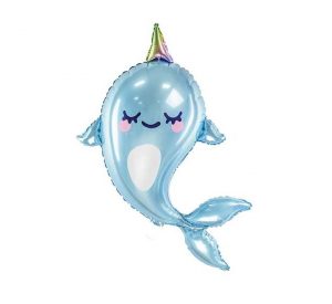 Blue Narwhal Shape Balloon Party Supplies Decorations Ideas Novelty Gift