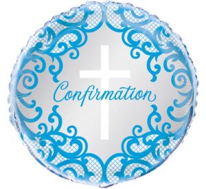 Blue Silver Confirmation Cross Balloon Party Supplies Decorations Ideas Novelty Gift
