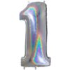 Grabo Jumbo Number 1 Glitter Silver Balloon Party Supplies Decorations Ideas Novelty Gift