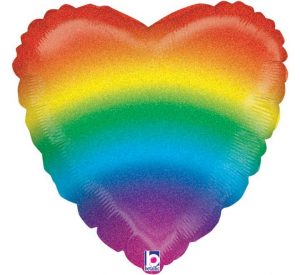 Glitter Rainbow Heart 18in Standard Balloon Party Supplies Decoration Ideas Novelty Gift 36881GH
