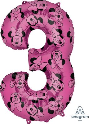 Minnie Mouse Jumbo Number 3 Balloon Party Supplies Decorations Ideas Novelty Gift
