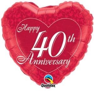 Ruby Red Heart 40th Anniversary Balloon Party Supplies Decorations Ideas Novelty Gift