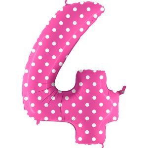 Grabo Jumbo Number 4 Polka Dot Pink Balloon Party Supplies Decorations Ideas Novelty Gift