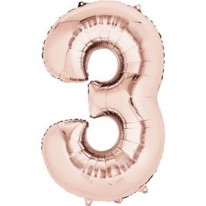 Anagram Jumbo Number 3 Rose Gold Balloon Party Supplies Decorations Ideas Novelty Gift