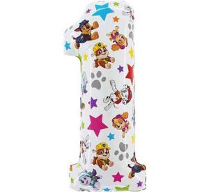 Paw Patrol Jumbo White Number 1 Balloon Party Supplies Decorations Ideas Novelty Gift