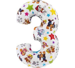 Paw Patrol Jumbo White Number 3 Balloon Party Supplies Decorations Ideas Novelty Gift
