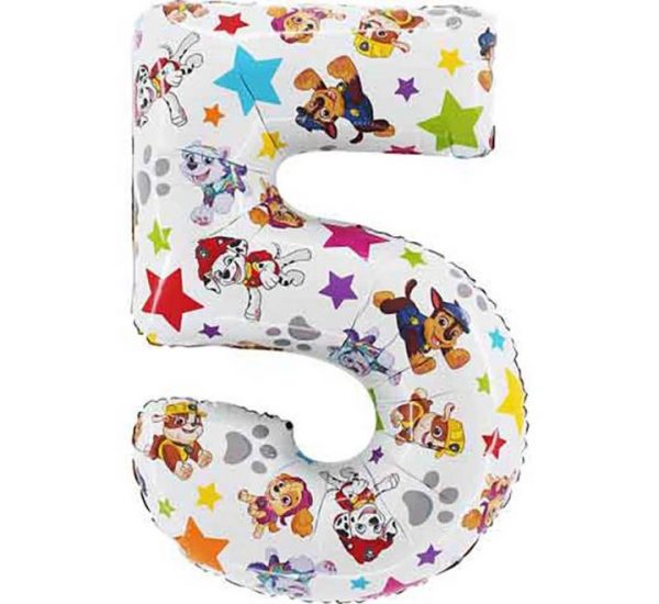 Paw Patrol Jumbo White Number 5 Balloon Party Supplies Decorations Ideas Novelty Gift