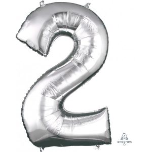 Anagram Jumbo Number 2 Silver Balloon Party Supplies Decorations Ideas Novelty Gift