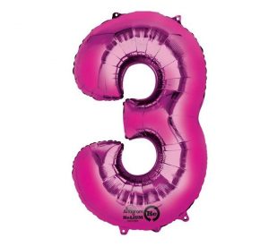 Anagram Jumbo Number 3 Magenta Balloon Party Supplies Decorations Ideas Novelty Gift