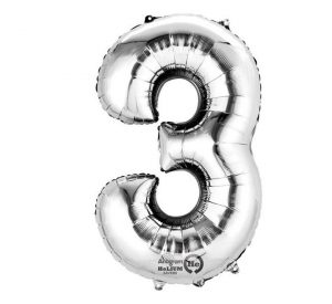 Anagram Jumbo Number 3 Silver Balloon Party Supplies Decorations Ideas Novelty Gift