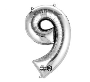 Anagram Jumbo Number 9 Silver Balloon Party Supplies Decorations Ideas Novelty Gift