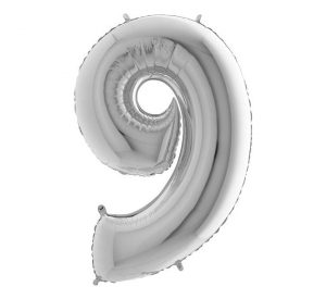 Anagram Jumbo Number 9 Silver Balloon (Old Style) Party Supplies Decorations Ideas Novelty Gift