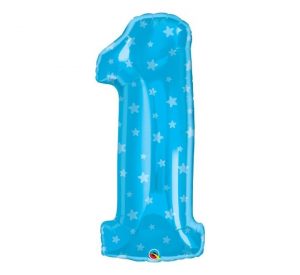 Qualatex Jumbo Number 1 Blue Stars Balloon Party Supplies Decorations Ideas Novelty Gift