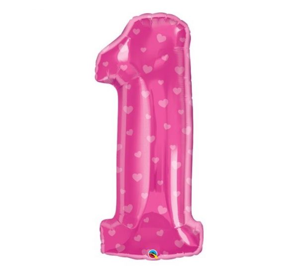 Qualatex Jumbo Number 1 Pink Hearts Balloon Party Supplies Decorations Ideas Novelty Gift
