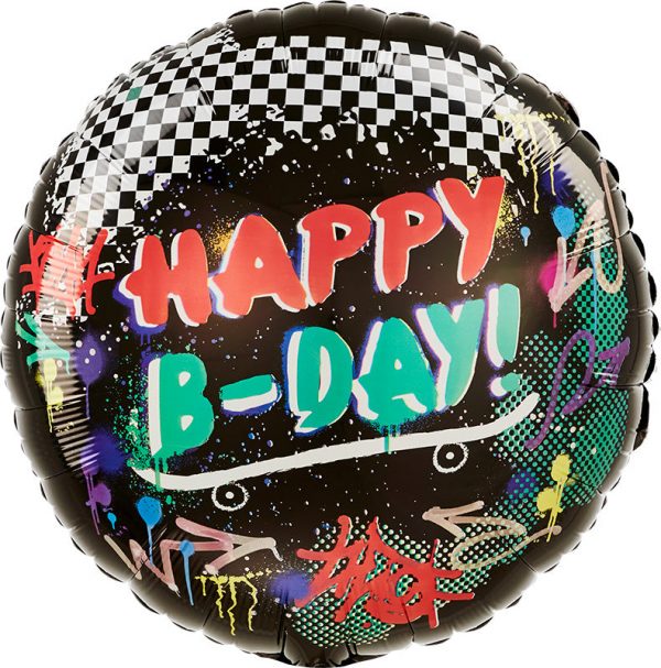 Happy Birthday Skater 18in Balloon Party Supplies Decorations Ideas Novelty Gift 43042