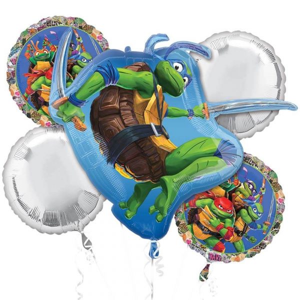 Teenage Mutant Ninja Turtles 5-Balloon Bouquet Party Supplies Decoration Ideas Novelty Gift 46274