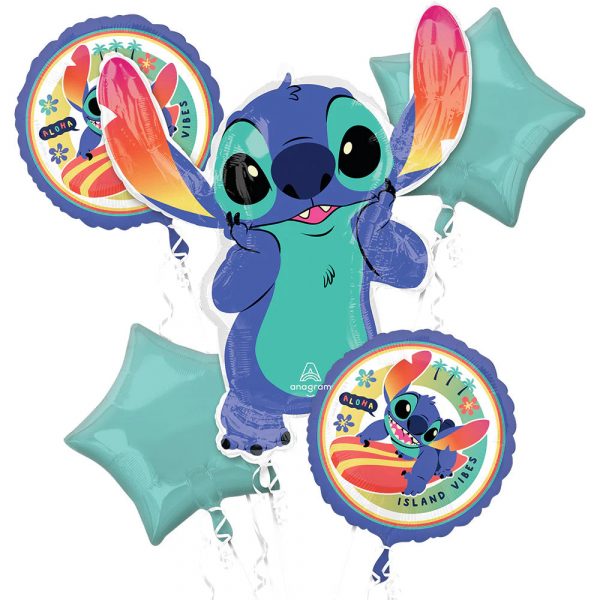 Stitch 5-Balloon Bouquet Party Supplies Decorations Ideas Novelty Gift 46615