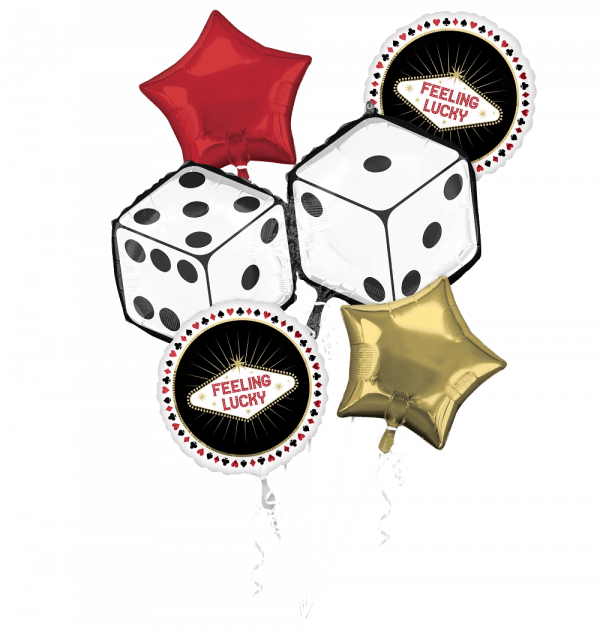 Casino Feeling Lucky 5-Balloon Bouquet Party Supplies Decorations Ideas Novelty Gift 474140