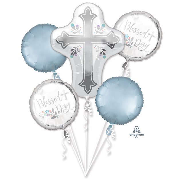 Blessed Day Cross 5-Balloon Bouquet Party Supplies Decorations Ideas Novelty Gift 41110