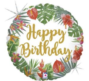 Tropical Flowers Birthday 18in Balloon Party Supplies Decorations Ideas Novelty Gift 36805
