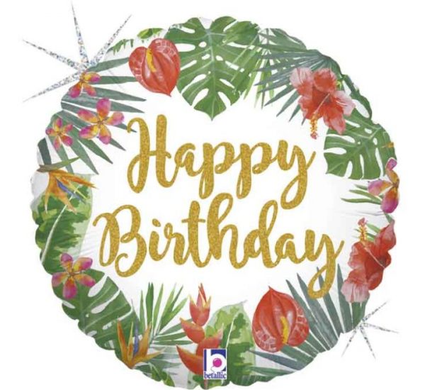 Tropical Flowers Birthday 18in Balloon Party Supplies Decorations Ideas Novelty Gift 36805