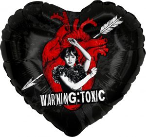 Wednesday Addams Warning Toxic 18in Balloon Party Supplies Decorations Ideas Novelty Gift